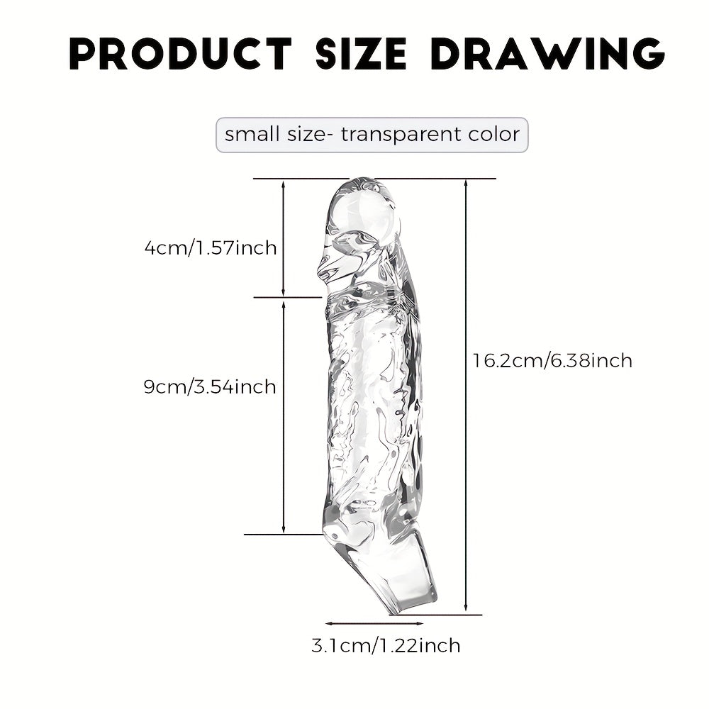 Reusable Extended Thick Penis Sleeve, Wearable Artificial Penis, Couples' Realistic Dildo with Lifelike Texture, Battery-Free, Available in Various Sizes and Styles