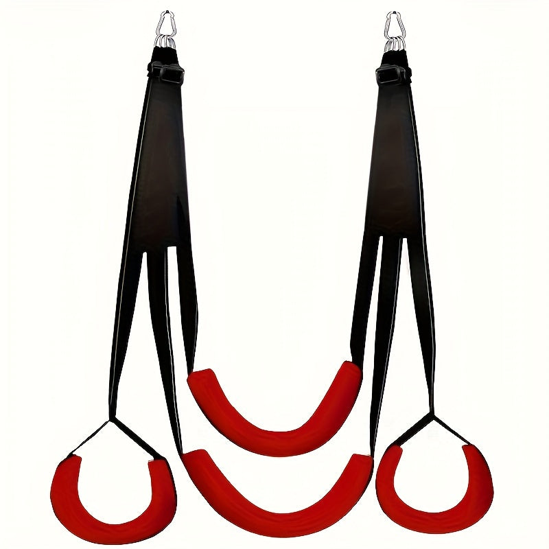 360° Air Hang Rotation Sex Swing Seat, Black Red 5 Sponge Seat with Headrest, Swing Hanging Rod, Triangular Bracket, Stainless Steel Hooks, SM Love Swing Sex Toys, for Couples Passionate Unlocking Attractive Poses, Erotic Fu