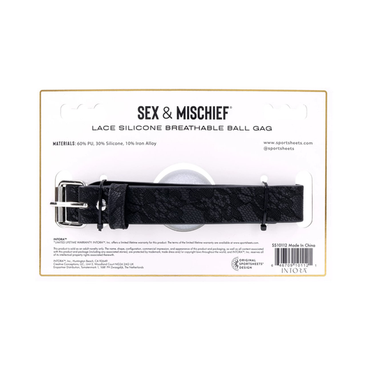 Lace Silicone Breathable Ball Gag - Black