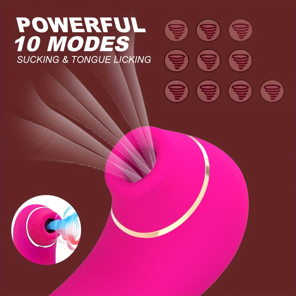 1pc 2in 1 Rose Sex Toy Sucking Vibrater for Women, Clitoral & Nipples Stimulator with 10 Sucking Modes& 10 Licking Modes, USB Rechargeable Dual Suction & Licking Masturbator Massager, Clitoral Stimulator Sex Toys for Women An