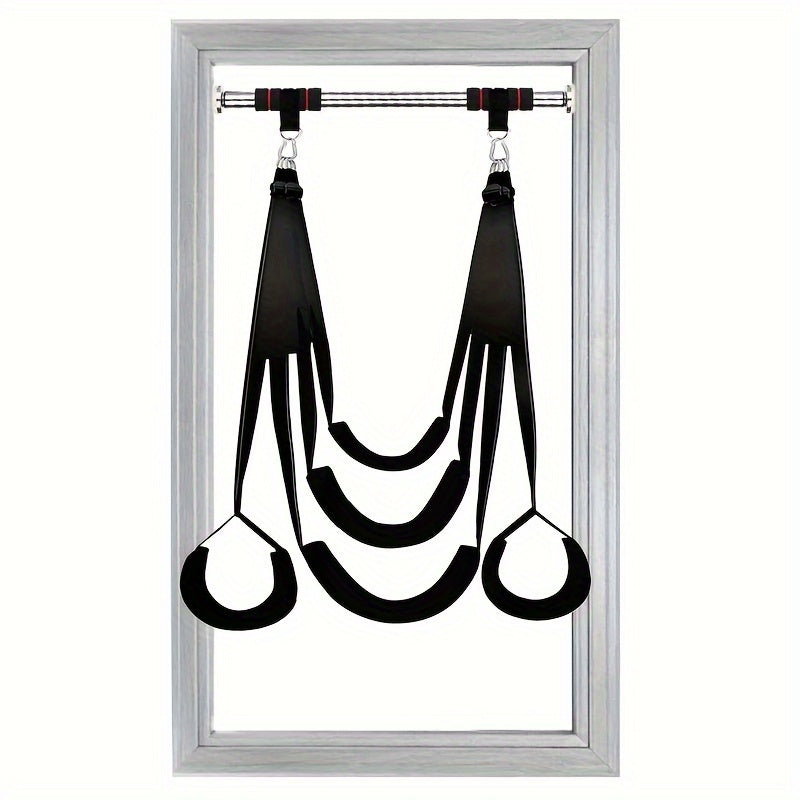 360° Air Hang Rotation Sex Swing Seat, Black Red 5 Sponge Seat with Headrest, Swing Hanging Rod, Triangular Bracket, Stainless Steel Hooks, SM Love Swing Sex Toys, for Couples Passionate Unlocking Attractive Poses, Erotic Fu