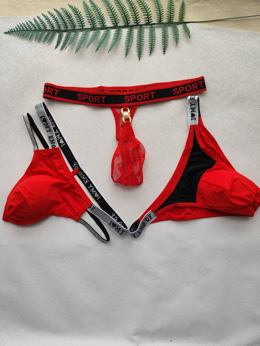3pcs Men's Sexy Thong Set, Three Styles Combo