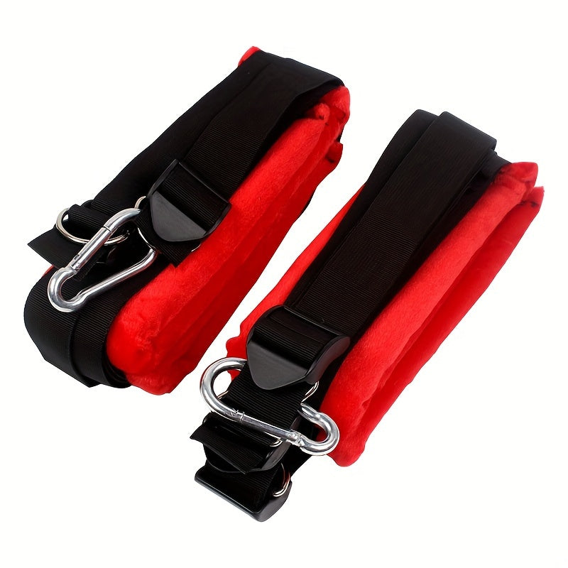 360° Air Hang Rotation Sex Swing Seat, Black Red 5 Sponge Seat with Headrest, Swing Hanging Rod, Triangular Bracket, Stainless Steel Hooks, SM Love Swing Sex Toys, for Couples Passionate Unlocking Attractive Poses, Erotic Fu