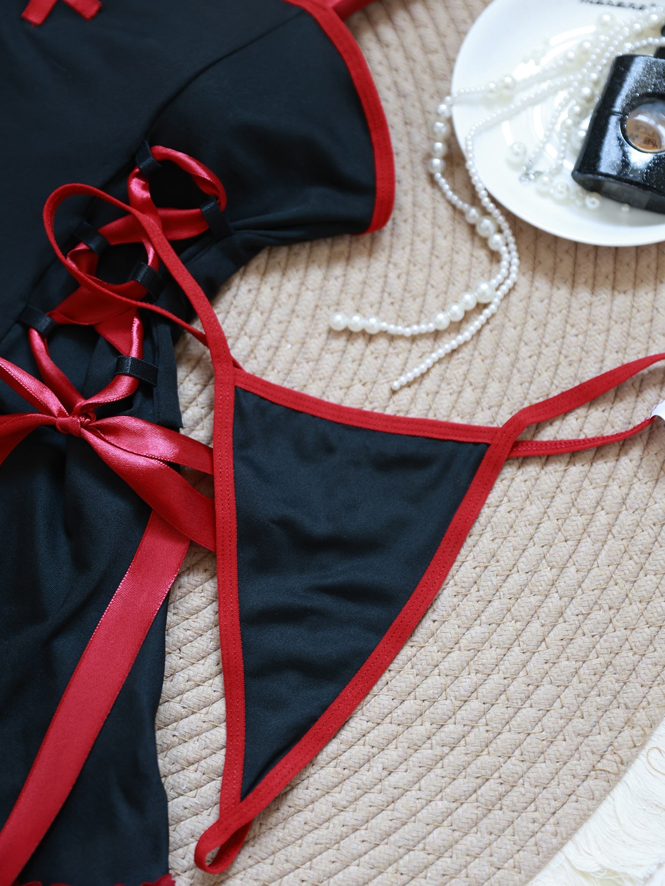 Sexy Off the Shoulder Nurse Costume Dress with Thong and Lace Appeal | Sleeveless, Solid Color, Regular Fit for Spring/Summer/Fall