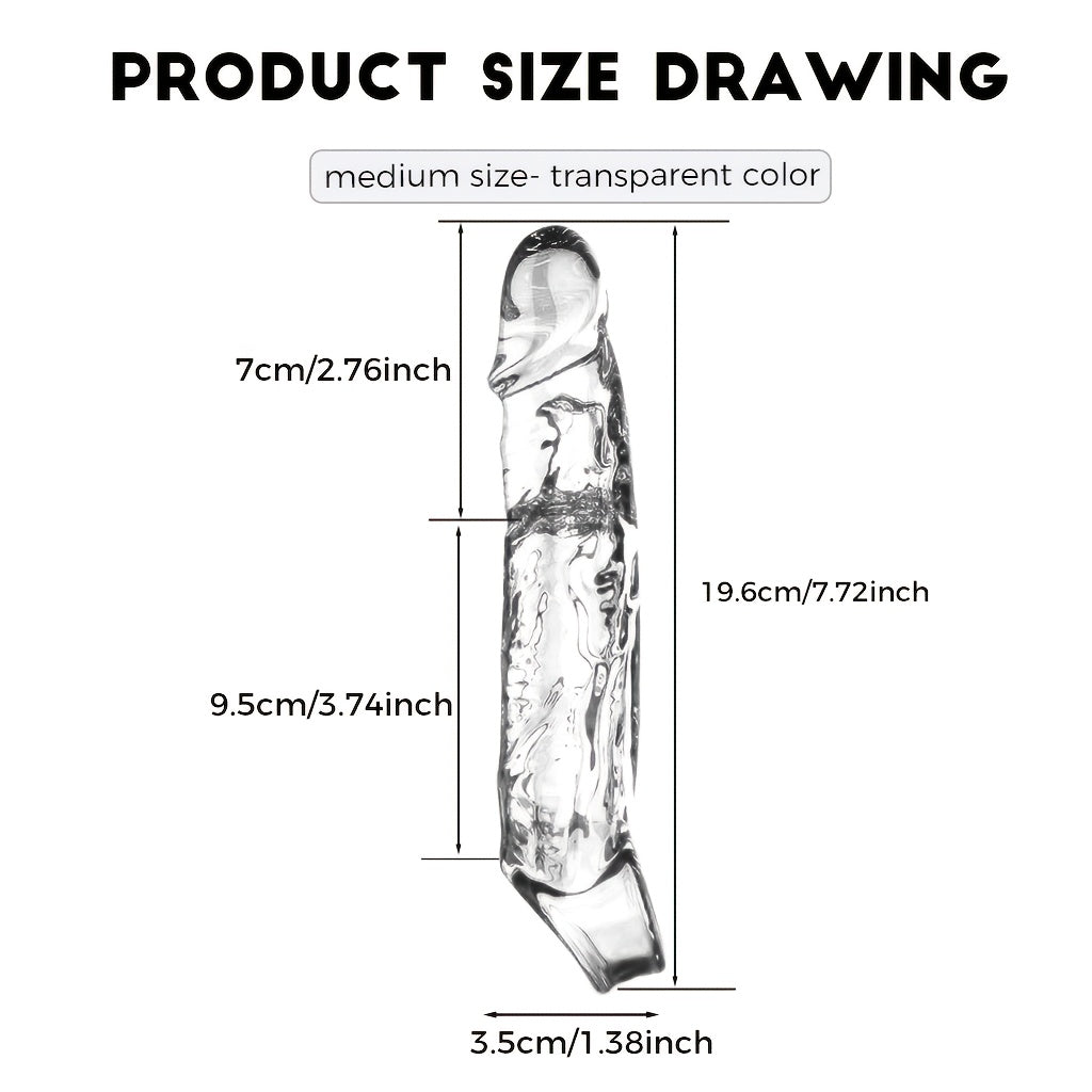 Reusable Extended Thick Penis Sleeve, Wearable Artificial Penis, Couples' Realistic Dildo with Lifelike Texture, Battery-Free, Available in Various Sizes and Styles