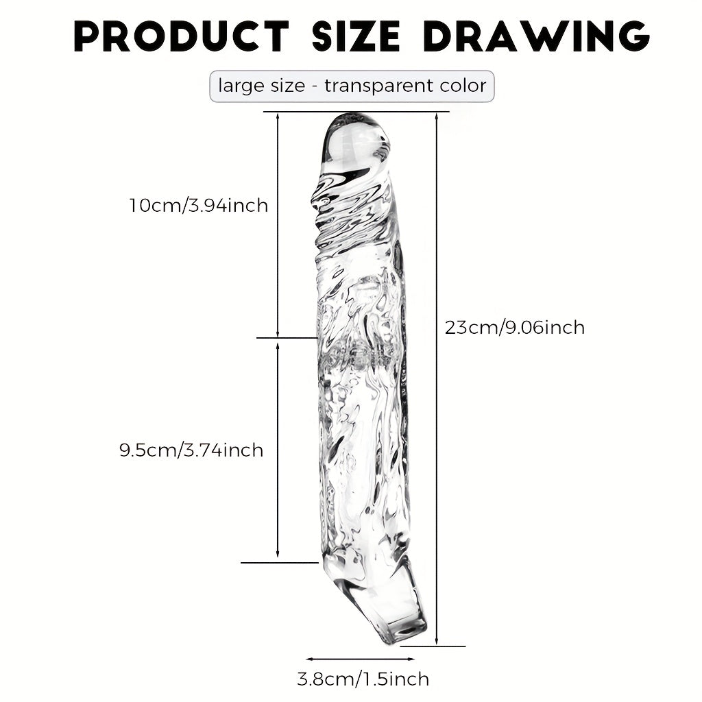 Reusable Extended Thick Penis Sleeve, Wearable Artificial Penis, Couples' Realistic Dildo with Lifelike Texture, Battery-Free, Available in Various Sizes and Styles