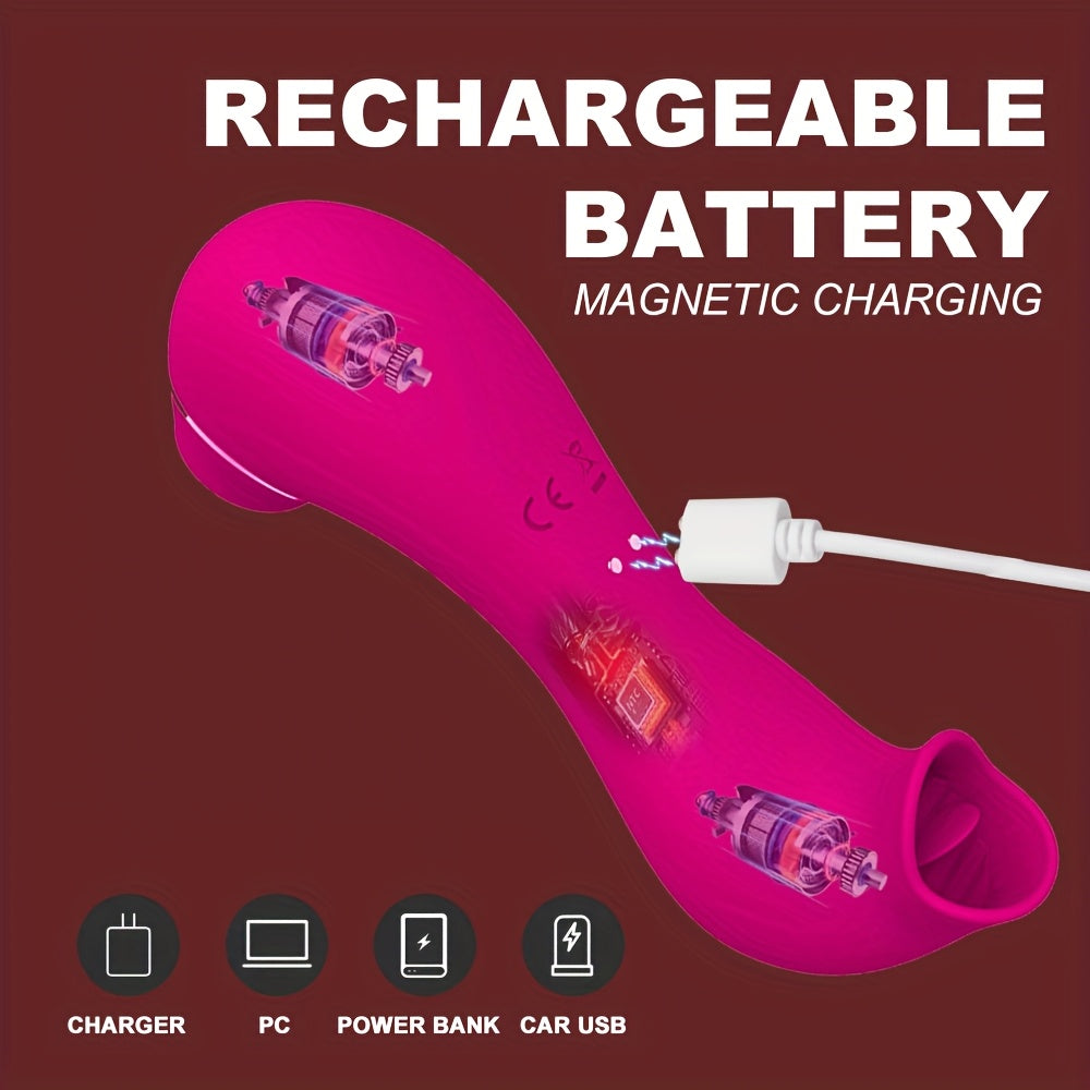 1pc 2in 1 Rose Sex Toy Sucking Vibrater for Women, Clitoral & Nipples Stimulator with 10 Sucking Modes& 10 Licking Modes, USB Rechargeable Dual Suction & Licking Masturbator Massager, Clitoral Stimulator Sex Toys for Women An