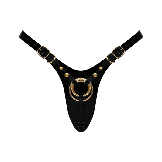 LEATHERETTE HARNESS FABULOUS - ONE SIZE - BLACK GLOSSY