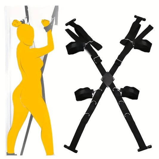 1pc Adjustable Door Mount Sex Swing - BDSM Bondage Kit for Couples, Cross Wrist & Ankle Restraints, Polypropylene Adult Play Accessory