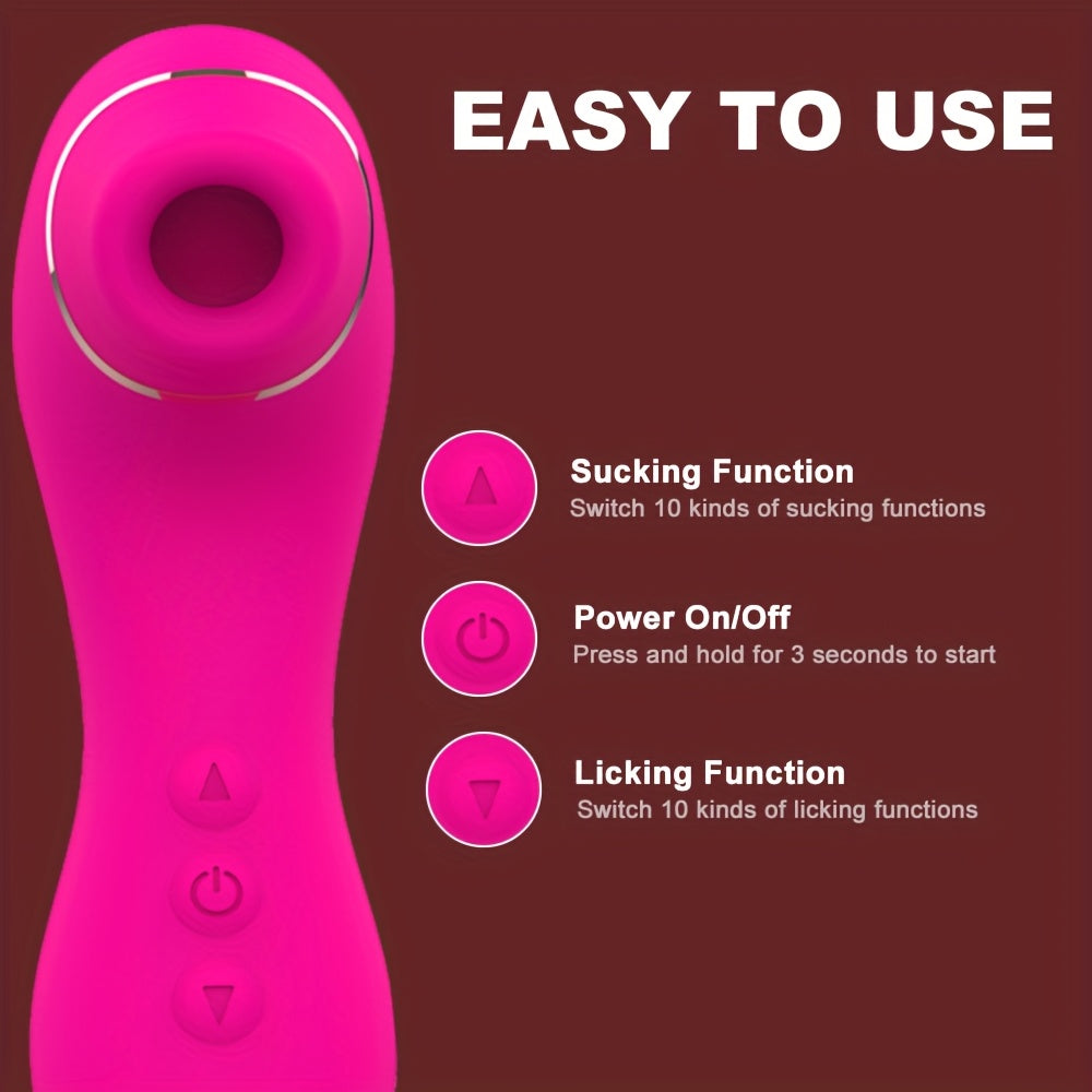 1pc 2in 1 Rose Sex Toy Sucking Vibrater for Women, Clitoral & Nipples Stimulator with 10 Sucking Modes& 10 Licking Modes, USB Rechargeable Dual Suction & Licking Masturbator Massager, Clitoral Stimulator Sex Toys for Women An