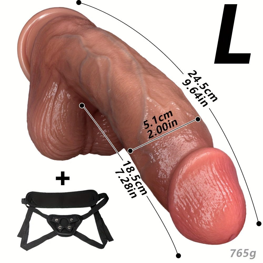 Strap On Dildo, 24.5cm Strong Suction Cup Realistic Dildo Removable Big Dildo with Adjustable Hollow Strapon Harness, Adult Sex Toy Set for Women Men Couples