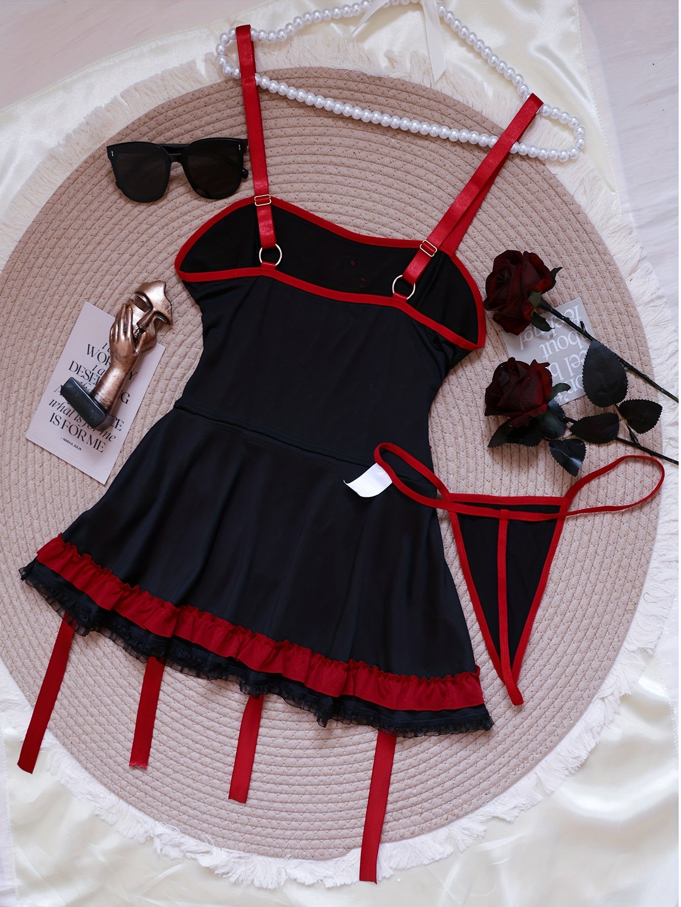 Sexy Off the Shoulder Nurse Costume Dress with Thong and Lace Appeal | Sleeveless, Solid Color, Regular Fit for Spring/Summer/Fall