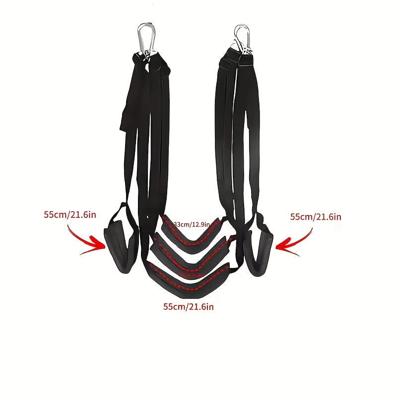 360° Air Swing Rotating Intimate Relationship Swing Seat | Black and Red with 5 Sponge Seats and Headrest, Swing Hanging Bar, Love Swing Entertainment Equipment, Couples Passion Unlocking Sexy Postures