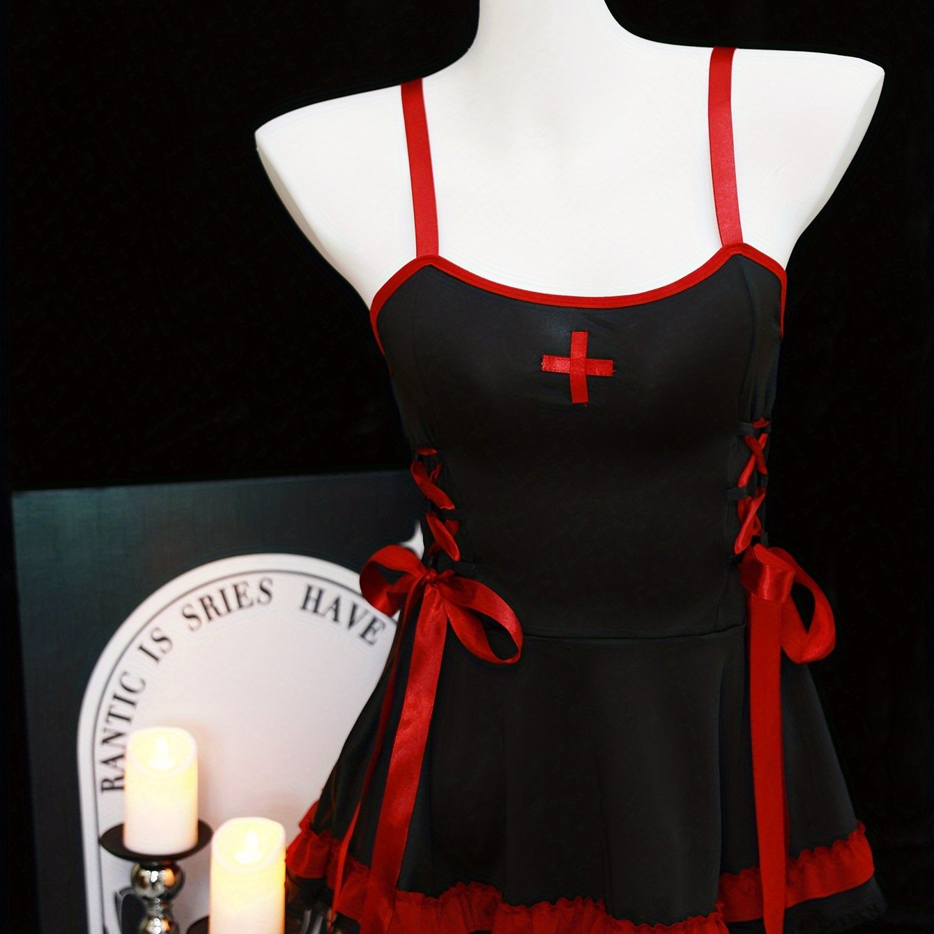 Sexy Off the Shoulder Nurse Costume Dress with Thong and Lace Appeal | Sleeveless, Solid Color, Regular Fit for Spring/Summer/Fall