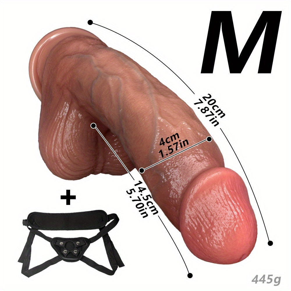 Strap On Dildo, 24.5cm Strong Suction Cup Realistic Dildo Removable Big Dildo with Adjustable Hollow Strapon Harness, Adult Sex Toy Set for Women Men Couples