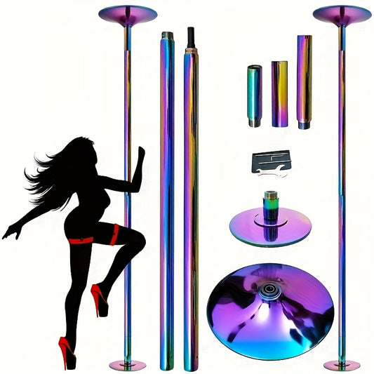 Multicolor 45mm Steel Dance Pole Rotating Fixed Dual Use Portable Home Bar Training Dance X-Pole, Detachable Rotating And Static Pole for Home Or Club Use, Portable Adjustable Height