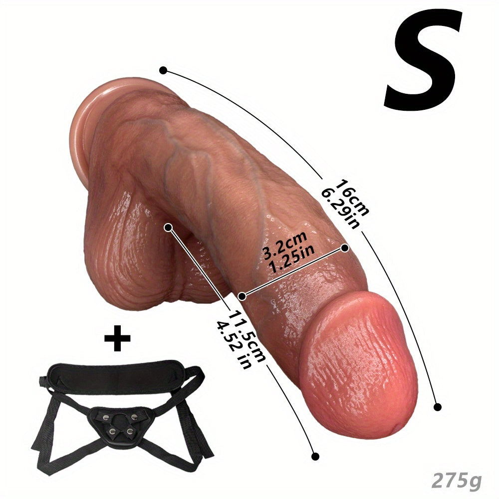 Strap On Dildo, 24.5cm Strong Suction Cup Realistic Dildo Removable Big Dildo with Adjustable Hollow Strapon Harness, Adult Sex Toy Set for Women Men Couples