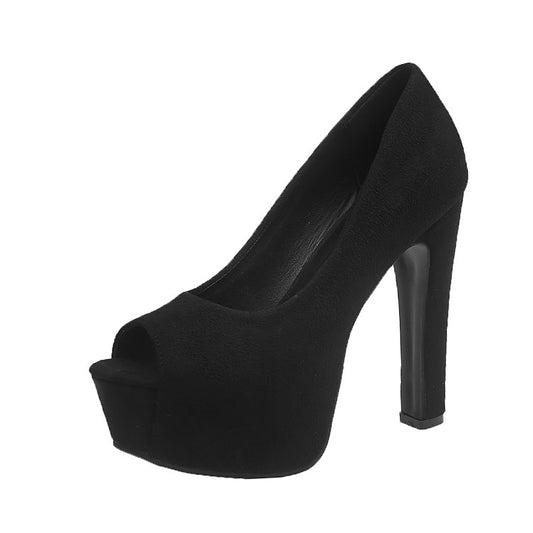 European And American Style Trendy Thick Heel Fish Mouth Shoes Women's Single Shoes